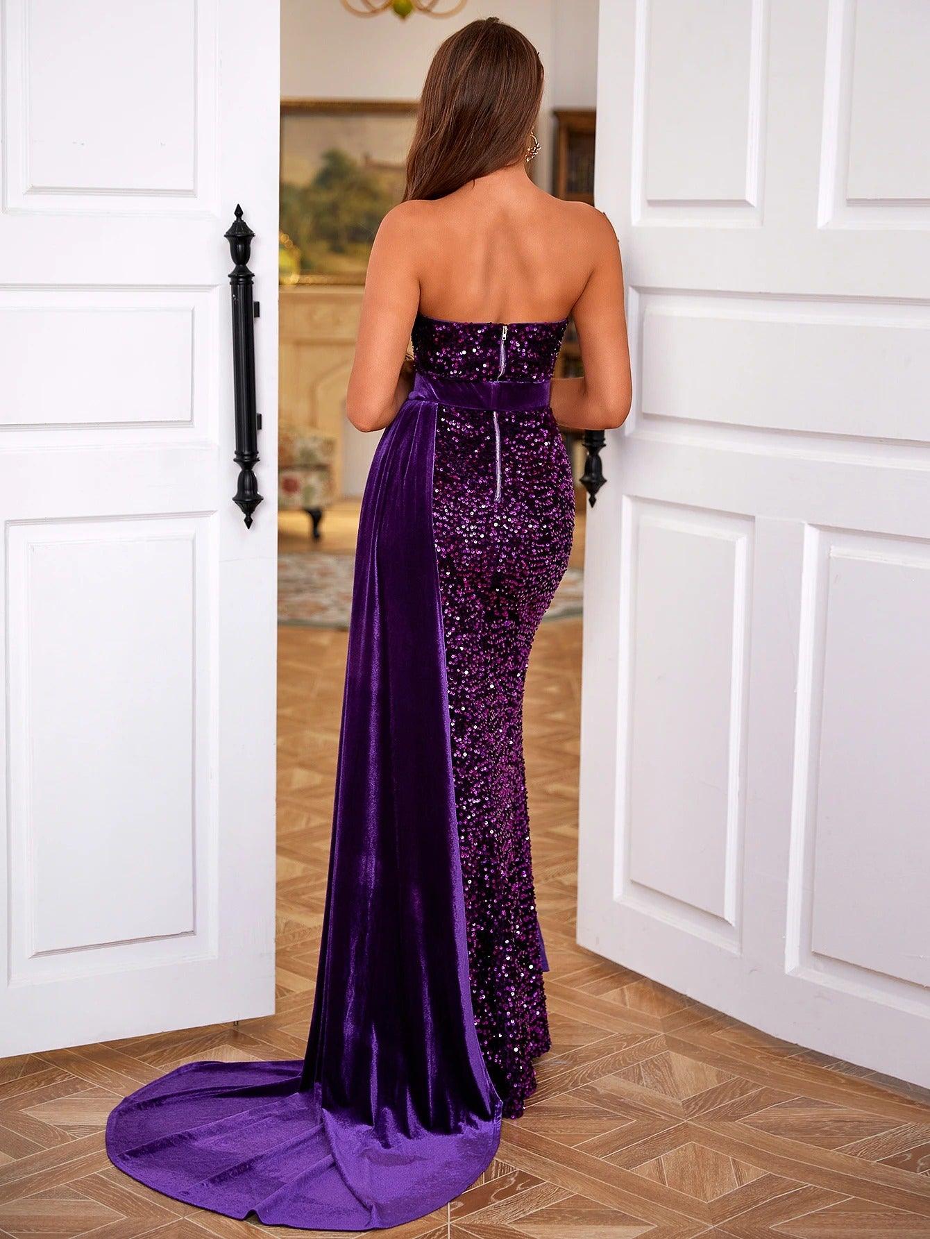 Angélique Evening Sequin Gown - Purple - NOIRE X Label