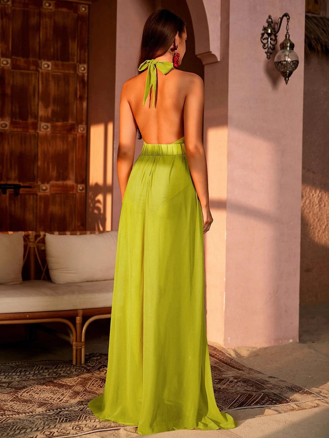 Aurora Chiffon Maxi - Lime Green - NOIRE X Label