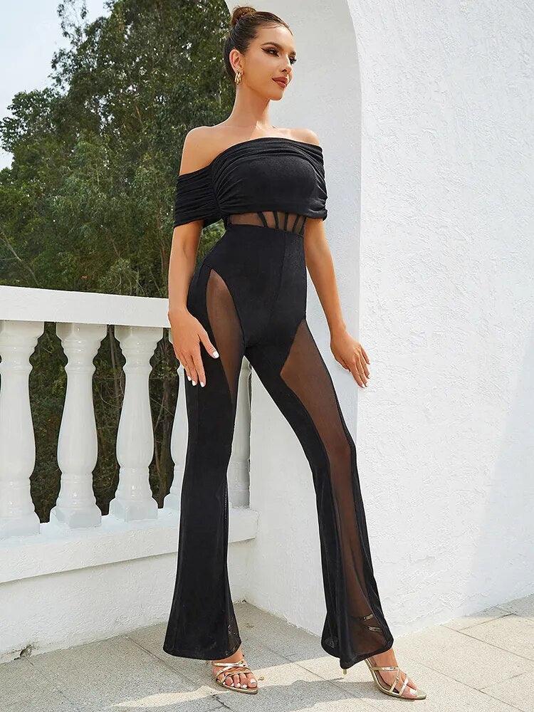 Jennah Mesh Boatneck Jumpsuit - NOIRE X Label