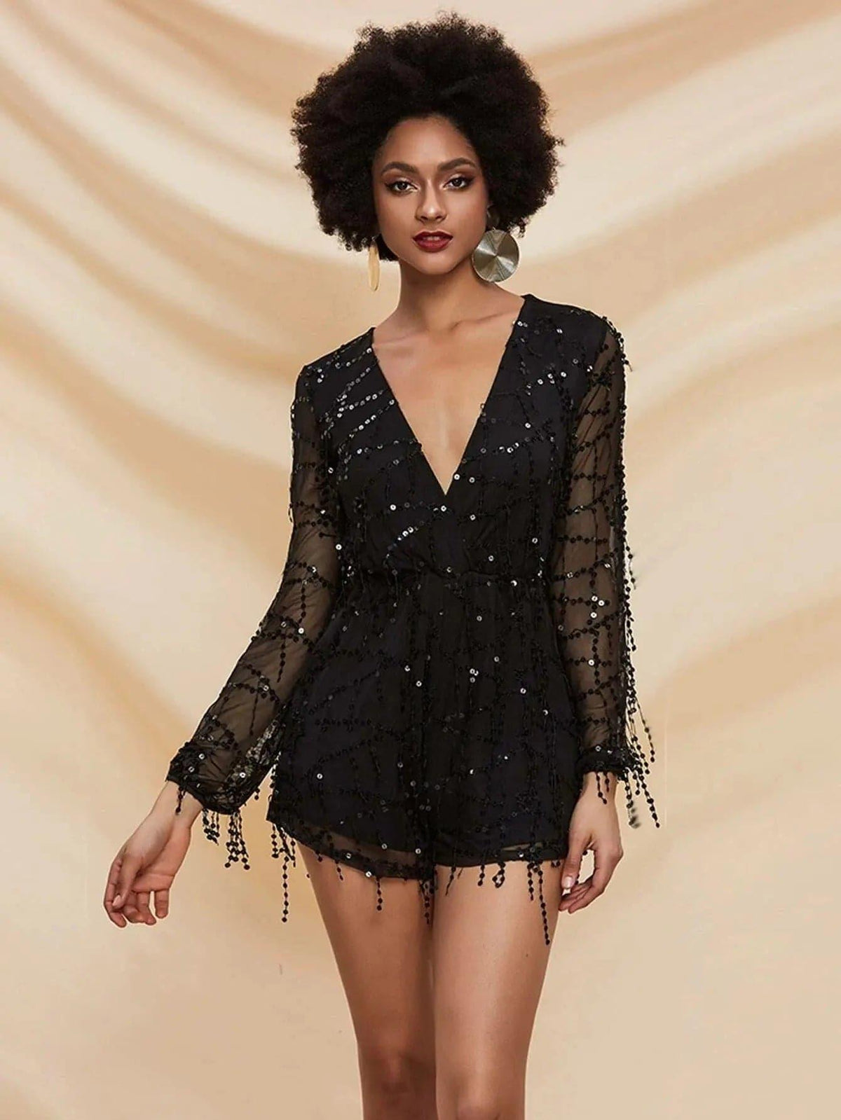 Latifah Sequin Romper - Black - NOIRE X Label