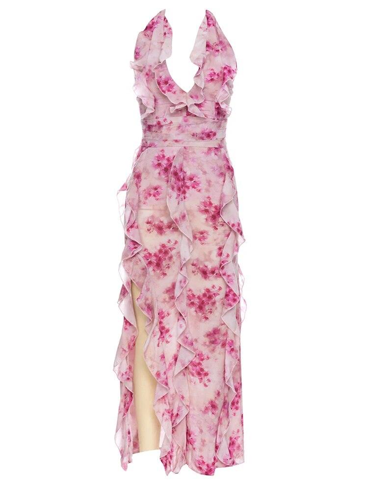 Mea Ruffle Floral Dress - Pink - NOIRE X Label