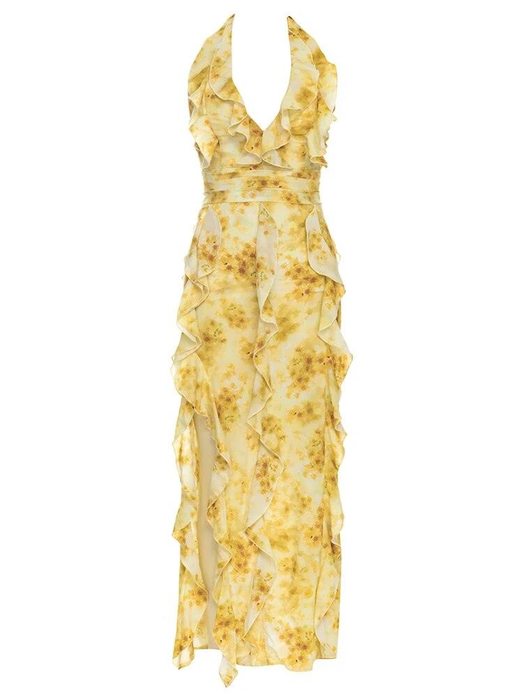 Mea Ruffle Floral Dress - Yellow - NOIRE X Label