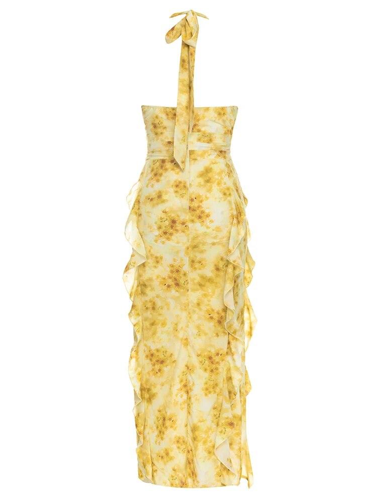 Mea Ruffle Floral Dress - Yellow - NOIRE X Label