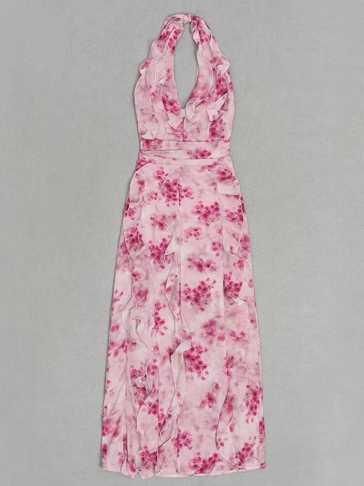 Mea Ruffle Floral Dress - Pink - NOIRE X Label